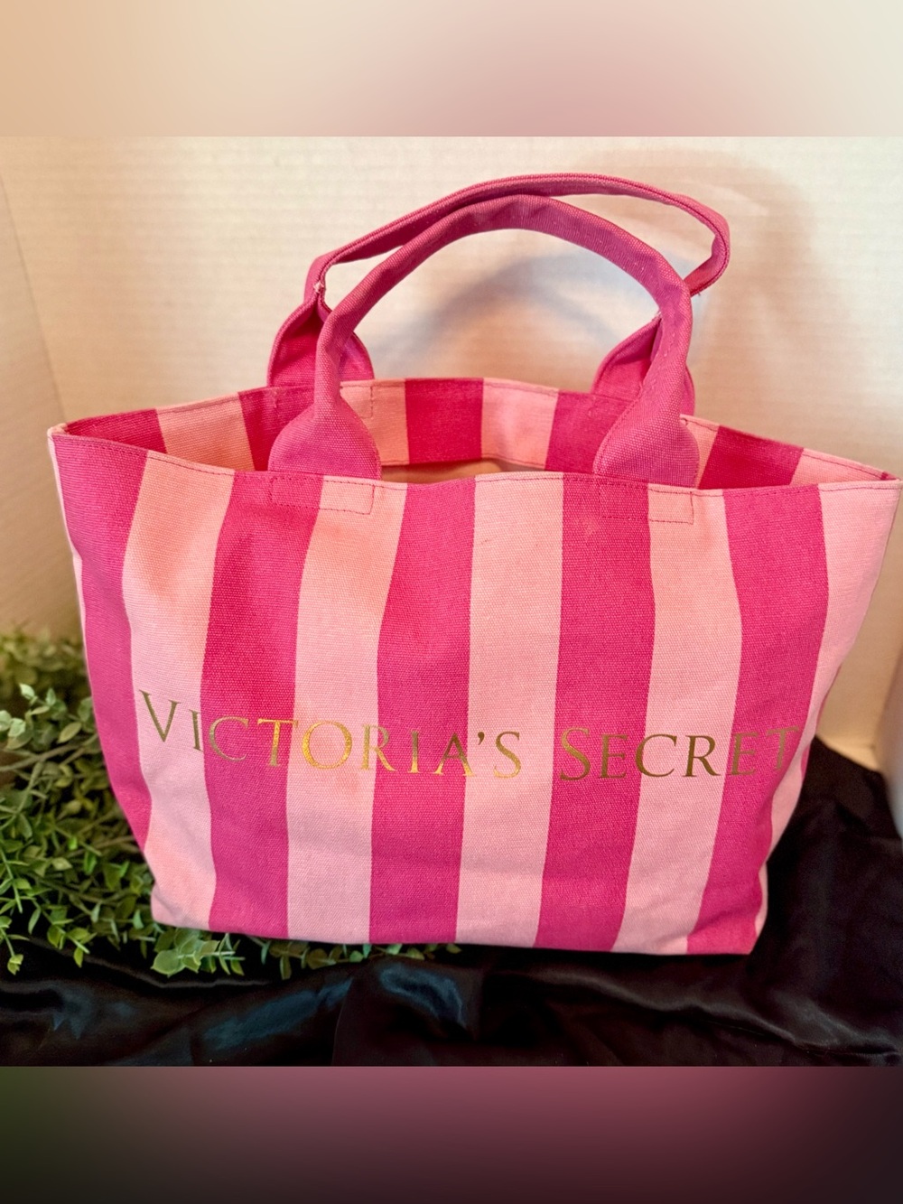 Victoria's Secret 2000’s Pink & Light Pink Striped Canvas Tote